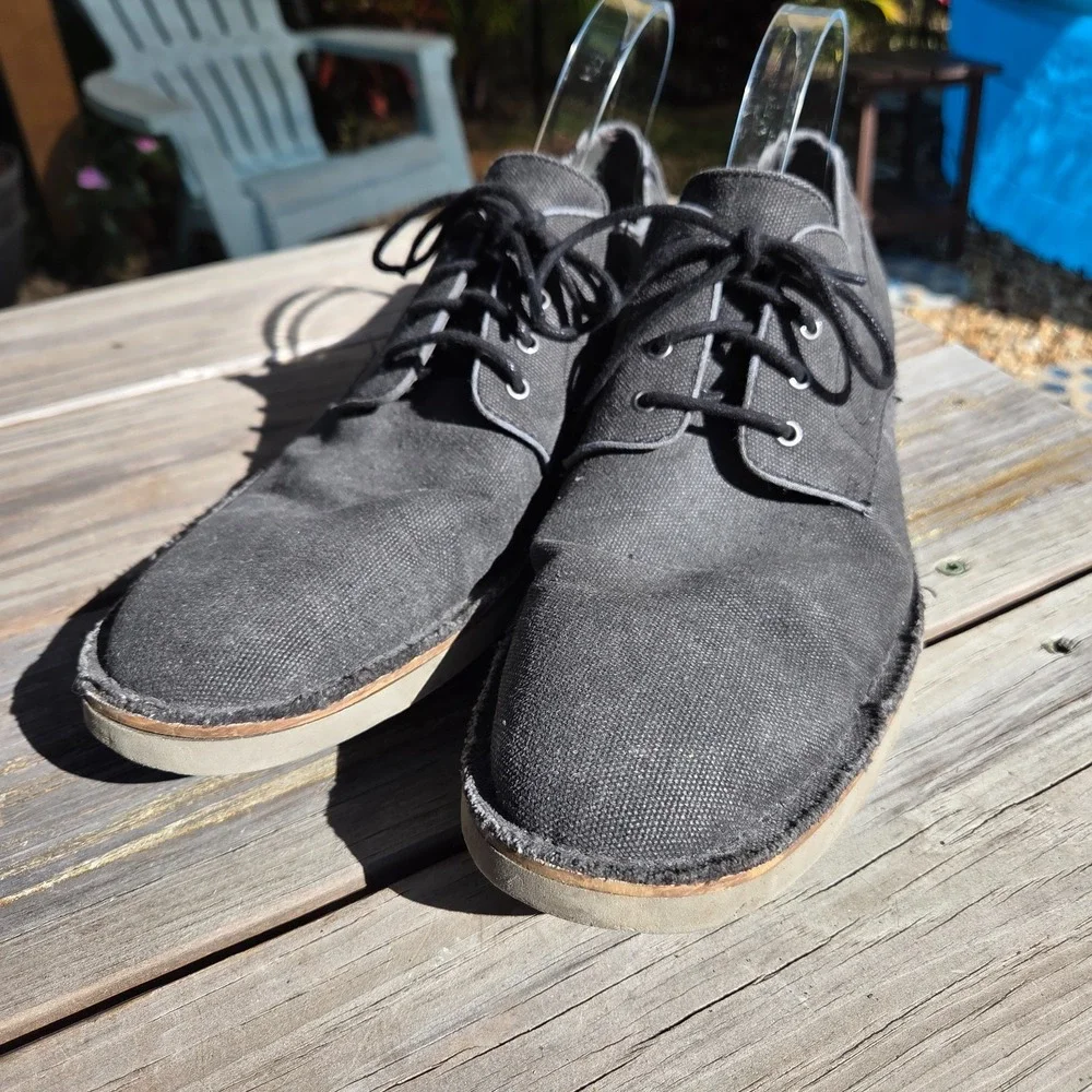 John Varvatos‎ Men's Gray Canvas Casual Oxford Dress Shoes Acid Wash 10.5 Italy